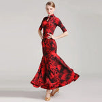 Women Leopard Short Sleeves Big A Hemline Spandex Latin Ballroom Dress Ball Gown Tango Costume YL7009 - DancerInn - 26343566835895 - 26343566835895
