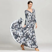 Women Hand-knotted Nylon Ice Silk Exquisite Ballroom Waltzing Tango Dancing Dress Modern Dance Costume - DancerInn