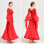 Women Perspective Ultra-thin Elegant Chiffon Yarn Waltzing Tango Dancing Dress Ballroom Costume - DancerInn - 26384151216311 - 26384151216311