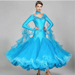 Women V-Neck Hidden Zipper Exquisite Decals Ballroom Dance Competition Dress For Waltz Dress Rumba Dance Costume - DancerInn - 26288701636791 - 26288701636791