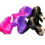 Multi Colors True Real Silk Belly Dance Fans Handmade Dyed Silk Belly Dance Long Fan Chinese Dance Fans - DancerInn - 26452970078391 - 26452970078391