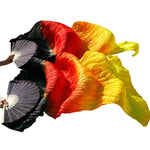 Multi Colors True Real Silk Belly Dance Fans Handmade Dyed Silk Belly Dance Long Fan Chinese Dance Fans - DancerInn - 26452969488567 - 26452969488567