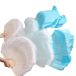 Multi Colors True Real Silk Belly Dance Fans Handmade Dyed Silk Belly Dance Long Fan Chinese Dance Fans - DancerInn - 26452969947319 - 26452969947319