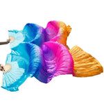Multi Colors True Real Silk Belly Dance Fans Handmade Dyed Silk Belly Dance Long Fan Chinese Dance Fans - DancerInn - 26452969455799 - 26452969455799