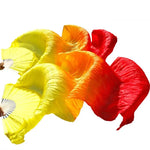 Multi Colors True Real Silk Belly Dance Fans Handmade Dyed Silk Belly Dance Long Fan Chinese Dance Fans - DancerInn - 26452969980087 - 26452969980087