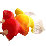 Multi Colors True Real Silk Belly Dance Fans Handmade Dyed Silk Belly Dance Long Fan Chinese Dance Fans - DancerInn - 26452969783479 - 26452969783479