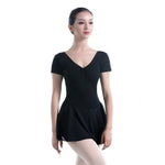Women Short Sleeve One-piece Formal Ballet Practice Dress Aerial Yoga Clothes - DancerInn - 26399869108407 - 26399869108407