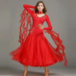 Women V-Neck Hidden Zipper Exquisite Decals Ballroom Dance Competition Dress For Waltz Dress Rumba Dance Costume - DancerInn - 26288702062775 - 26288702062775