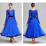 Women Lmitated Silk Fabric Gauze Stitching Women Ballroom Dress Waltz Dance Costume Evening Party Dress YL7007 - DancerInn - 26286560247991 - 26286560247991