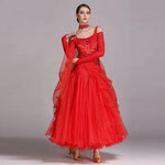 Women Sequins Patchwork Yarn Puffy Design Ballroom Modern Dance Dress for Dancing Performance Show YL230 - DancerInn - 26364743057591 - 26364743057591