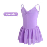 Girls Bowknot Short Sleeve Ballet Dress Gymnastics Leotards Chiffon Skirts for Kids - DancerInn - 26423671783607 - 26423671783607