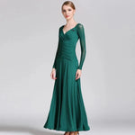 Women V-Neck Slim-fitting Pattern Tango Dress Waltz Dancing Clothing Evening Party Dress Ballroom Gown Rumba Costumes - DancerInn - 26360500289719 - 26360500289719