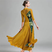Women Stiching Big A Hemline Sexy Party Ballroom Dance Dress Rumba Costume Dance Clothing - DancerInn