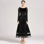 Women Korean Style Glittering Exquisite Velvet Ballroom Dance Dresses Waltzing Tango Dancewear Evening Party Dress - DancerInn - 26383620374711 - 26383620374711