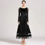 Women Korean Style Glittering Exquisite Velvet Ballroom Dance Dresses Waltzing Tango Dancewear Evening Party Dress - DancerInn