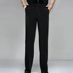 Men Professional Pure Black Straight Pocket and Belt Latin Modern Square Practice Dance Pants - DancerInn - 26410458120375 - 26410458120375