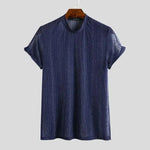 Men See-Through Short Sleeves Slim Shiny Breathable Dance T-shirts Nightclub Camiseta - DancerInn - 26417226121399 - 26417226121399
