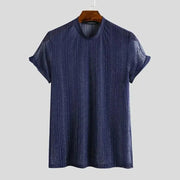 Men See-Through Short Sleeves Slim Shiny Breathable Dance T-shirts Nightclub Camiseta - DancerInn