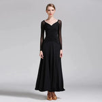 Women V-Neck Slim-fitting Pattern Tango Dress Waltz Dancing Clothing Evening Party Dress Ballroom Gown Rumba Costumes - DancerInn - 26360500191415 - 26360500191415