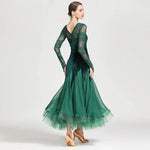 Women Hollow Lace Stitching Boat Neck Mermaid Dress Stage Dance Wear Latin Ballroom Dress Tango Costume Ball Gown - DancerInn - 26310082953399 - 26310082953399