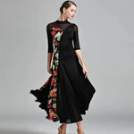 Women Stiching Big A Hemline Sexy Party Ballroom Dance Dress Rumba Costume Dance Clothing - DancerInn - 26362395721911 - 26362395721911