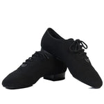 Men Black Modern Oxford Cloth Heel 25mm Square Dance Ballroom Latin BD Dance Shoes - DancerInn - 26431822299319 - 26431822299319