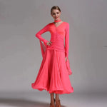 Women Neck Piece Flying Yarn Long Sleeves White Ballroom Dress Party Dress Waltz Rumba Costume Dance Clothing - DancerInn - 26334131519671 - 26334131519671