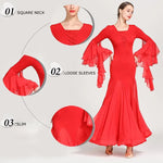 Women Perspective Ultra-thin Elegant Chiffon Yarn Waltzing Tango Dancing Dress Ballroom Costume - DancerInn - 26384151281847 - 26384151281847