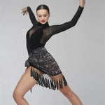 Woman Belly Dance Leopard Tassel Latin Dancing Lace Hip Scarf - DancerInn - 26266143228087 - 26266143228087