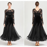 Women Hollow Lace Stitching Boat Neck Mermaid Dress Stage Dance Wear Latin Ballroom Dress Tango Costume Ball Gown - DancerInn - 26310083150007 - 26310083150007