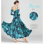 Women Leopard Bare Shoulder Backless Long Sleeves Evening Party Dresses Ballroom Gown Tango Costume Waltz - DancerInn - 26332897116343 - 26332897116343