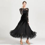 Women Hollow Lace Stitching Boat Neck Mermaid Dress Stage Dance Wear Latin Ballroom Dress Tango Costume Ball Gown - DancerInn - 26310083182775 - 26310083182775