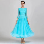 Women Boat Neck Imported Lace Stitching Slim-fitting Pattern Standard Dance Dress For Tango Costumes Evening Party YL1855 - DancerInn - 26263690313911 - 26263690313911