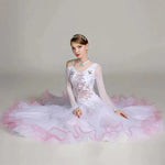 Women Flower Embroidery Finger Holder White Ballroom Dance Competition Dress Waltz Evening Party Dress Ball Gown - DancerInn - 26310057754807 - 26310057754807