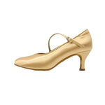 Women Classic Fresh Tan Satin High Heel Soft Outsole Ballroom Dance Shoes Modern Dance Standard Shoes - DancerInn - 23599096922295 - 23599096922295