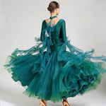 Women V-Neck Hidden Zipper Exquisite Decals Ballroom Dance Competition Dress For Waltz Dress Rumba Dance Costume - DancerInn - 26288701407415 - 26288701407415