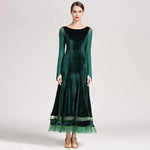 Women Korean Style Glittering Exquisite Velvet Ballroom Dance Dresses Waltzing Tango Dancewear Evening Party Dress - DancerInn - 26383620473015 - 26383620473015