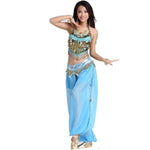 Women’s Chiffon Bandage Top and Tassel Coin Pants for Belly Dance - DancerInn - 26229461254327 - 26229461254327