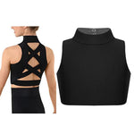 Girls Sleeveless Mock Neck Criss Cross Back Dance Crop Top Kid Dance Bra Tops - DancerInn - 26449973674167 - 26449973674167