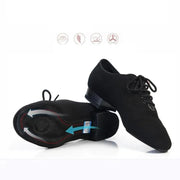 Men Black Modern Oxford Cloth Heel 25mm Square Dance Ballroom Latin BD Dance Shoes - DancerInn