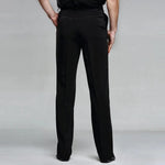Men Professional Pure Black Straight Pocket and Belt Latin Modern Square Practice Dance Pants - DancerInn - 26410458185911 - 26410458185911