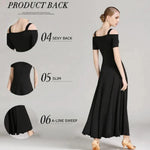 Women Off-Shoulder Hidden Zipper Short Sleeves Long Ballroom Dress Party Dress Spanish Dance Costume Ball Gown YL9003 - DancerInn - 26360047075511 - 26360047075511