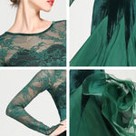 Women Hollow Lace Stitching Boat Neck Mermaid Dress Stage Dance Wear Latin Ballroom Dress Tango Costume Ball Gown - DancerInn - 26310083018935 - 26310083018935