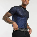 Men See-Through Short Sleeves Slim Shiny Breathable Dance T-shirts Nightclub Camiseta - DancerInn - 26417226055863 - 26417226055863