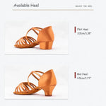 Girls Silk Satin Upper Low Heel Indoor Ballroom Latin Dance Shoes Children Kids Dance Sneakers BD603 - DancerInn - 26449816977591 - 26449816977591