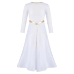 Kids Gold Color Block Loose Fit Full Length Church Party Worship Long Dresses for Girls - DancerInn - 26424598364343 - 26424598364343