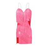 Women Rich Fringe Tassel Back Rumba Chacha Latin Dance Dress - DancerInn - 26397586784439 - 26397586784439