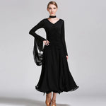 Women Neck Piece Flying Yarn Long Sleeves White Ballroom Dress Party Dress Waltz Rumba Costume Dance Clothing - DancerInn - 26334131355831 - 26334131355831