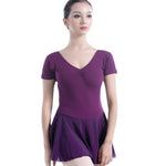 Women Short Sleeve One-piece Formal Ballet Practice Dress Aerial Yoga Clothes - DancerInn - 26399869272247 - 26399869272247