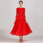 Women Boat Neck Imported Lace Stitching Slim-fitting Pattern Standard Dance Dress For Tango Costumes Evening Party YL1855 - DancerInn - 26263690182839 - 26263690182839